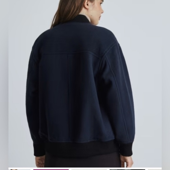 Everlane medium wool black and navy bomber jacket - Picture 2 of 4